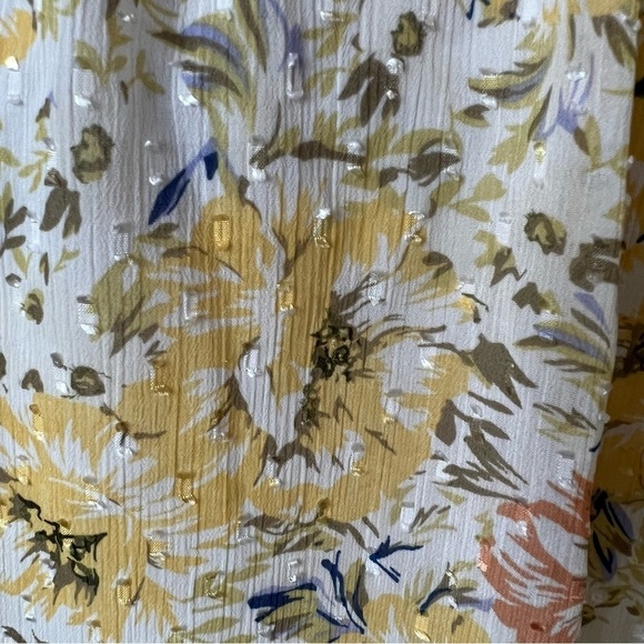 Joie floral printed flocked dot chiffon top 578 - Picture 5 of 9